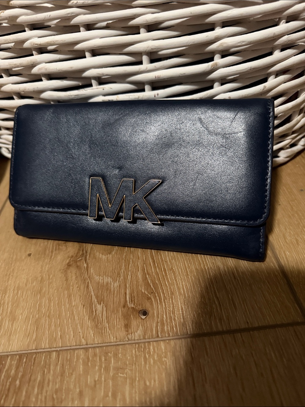 Michael Kors Navy Leather MK Clutch Wallet